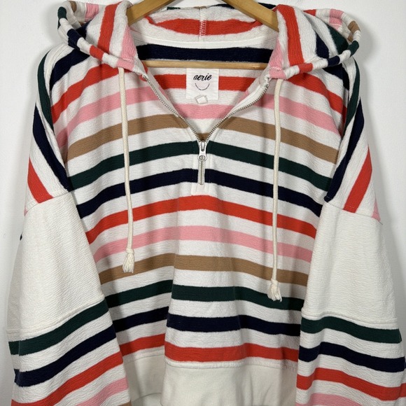 Aerie Restart 1/4 Quarter Zip Hoodie XL Oversized Cropped Terry Cloth Colorful - Picture 5 of 7